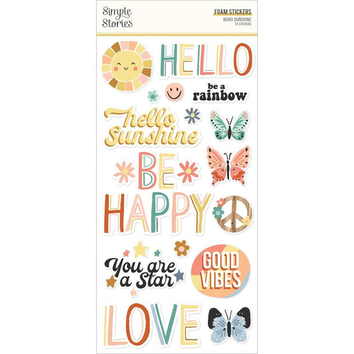 Simple Stories Boho Sunshine - Foam Stickers