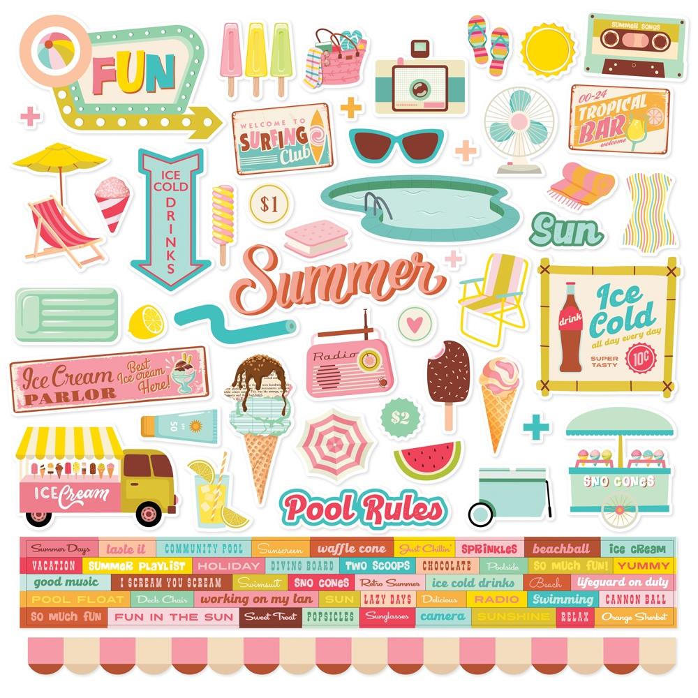 Simple Stories Retro Summer - Cardstock Stickers