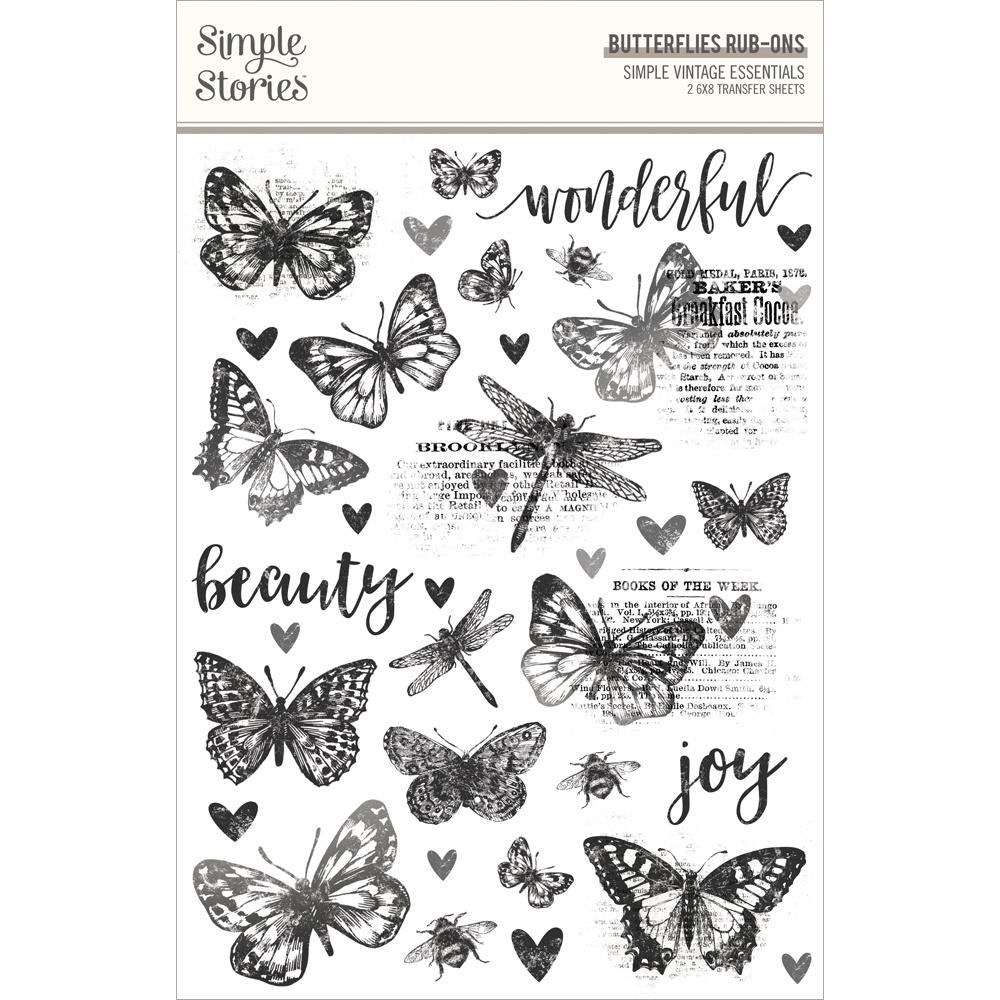 Simple Stories - Simple Vintage Essentials Butterflies Rub-Ons