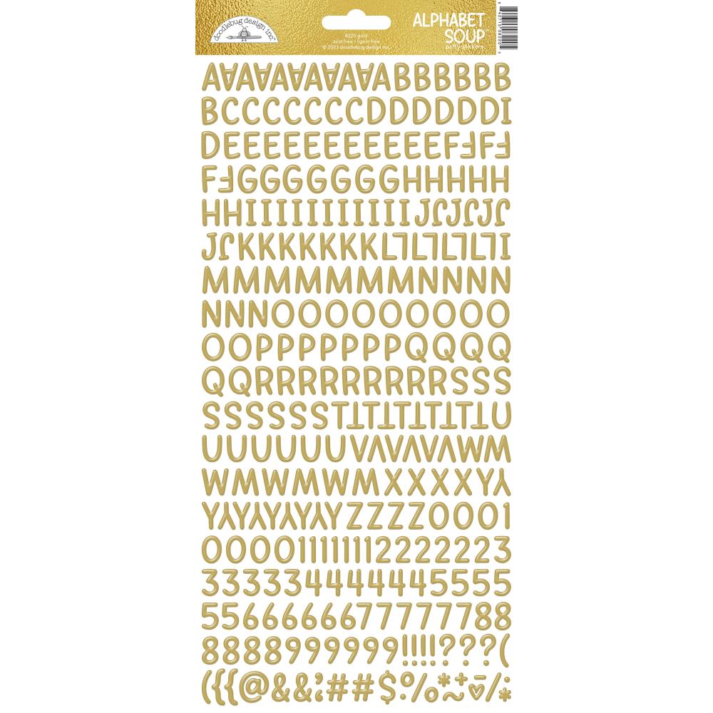 Doodlebug Design Alphabet Soup Puffy Stickers - Gold
