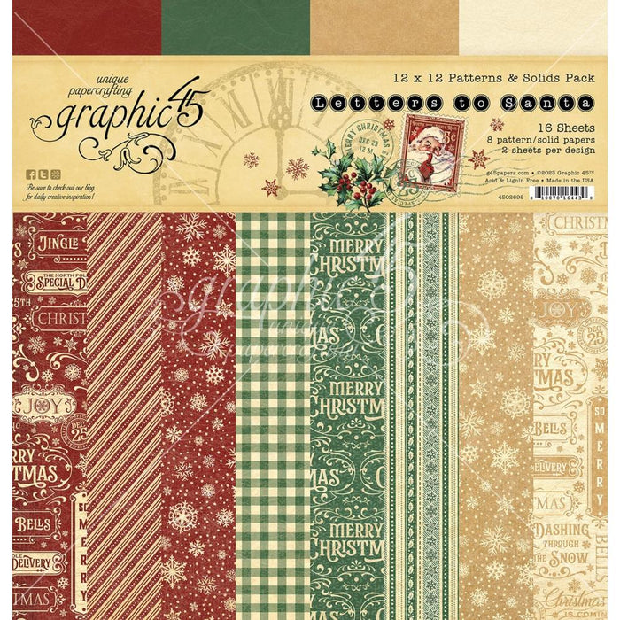 Graphic 45 Letters To Santa - 12x12 Patterns & Solids