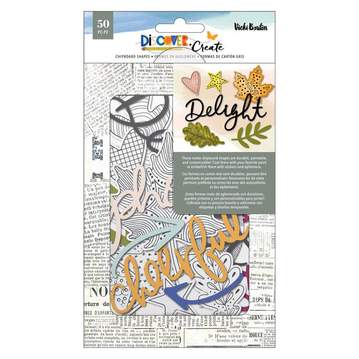 American Crafts Vicki Boutin Discover + Create - Chipboard Shapes