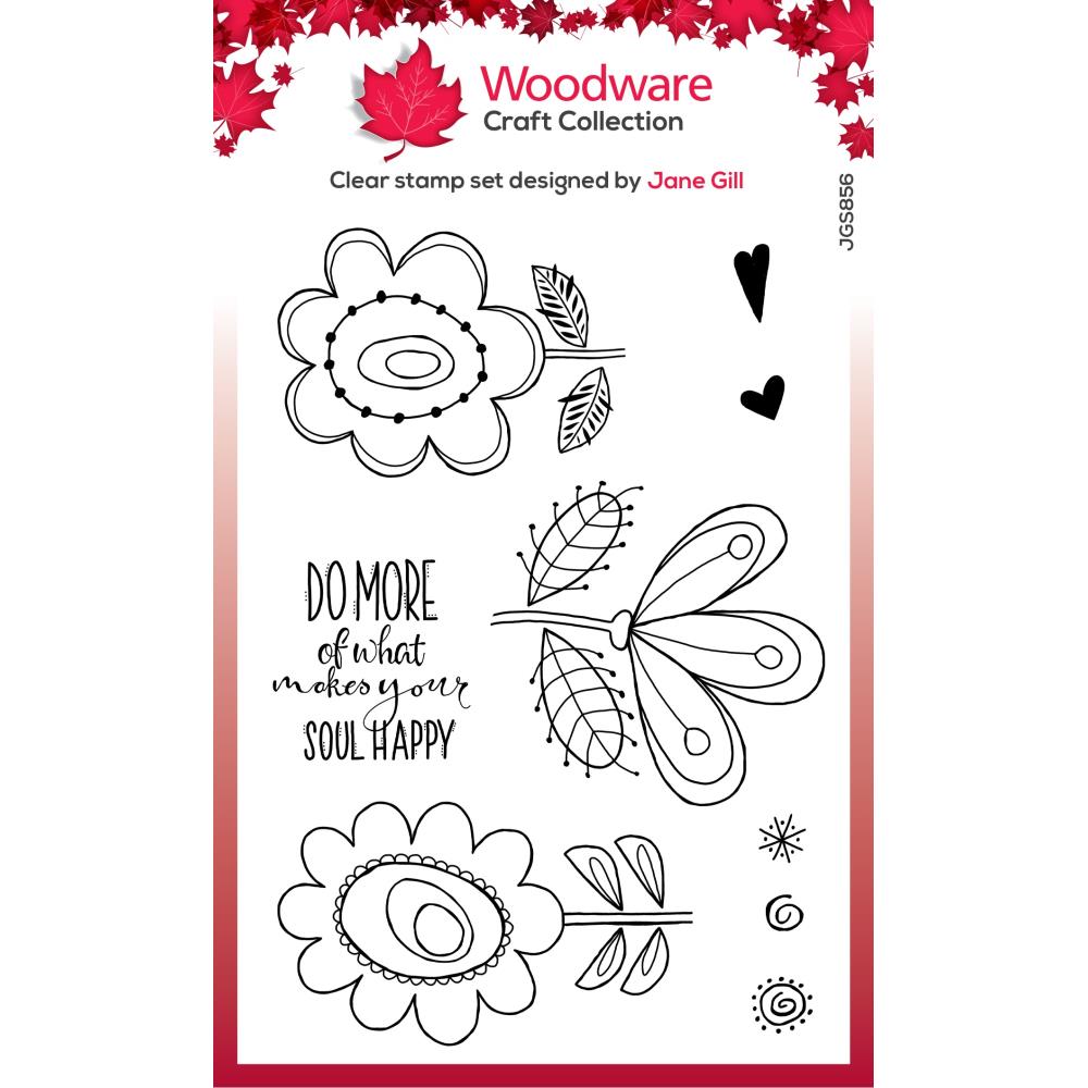 Woodware Clear Magic Stamp - Petal Doodles Happy Soul