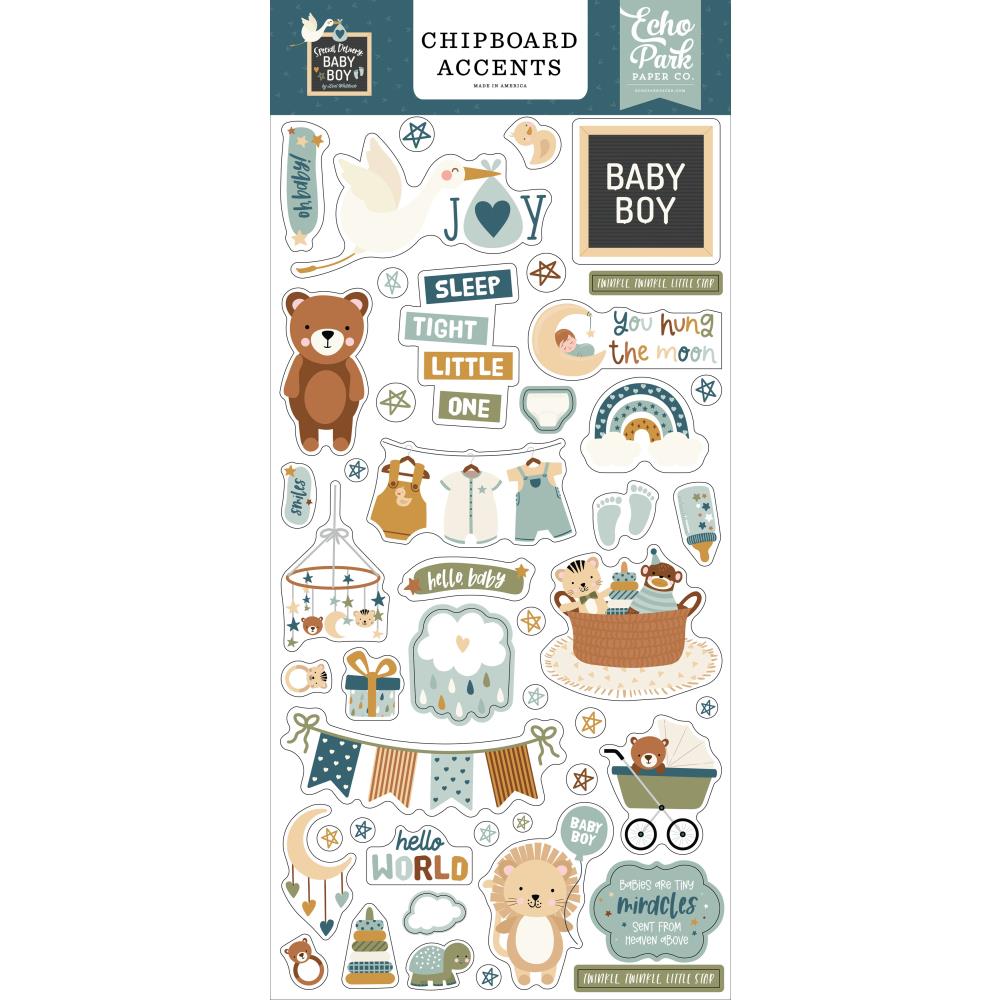 Echo Park Special Delivery Baby Boy - Chipboard Accents