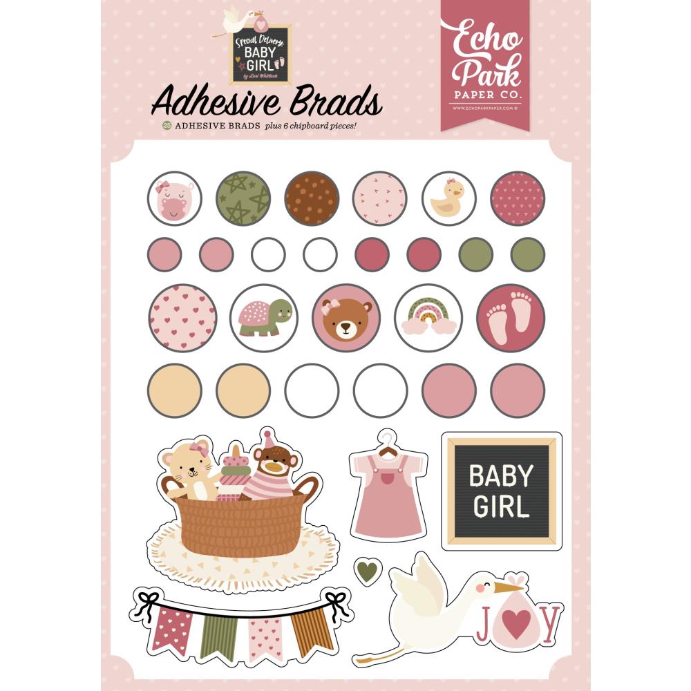 Echo Park Special Delivery Baby Girl - Adhesive Brads