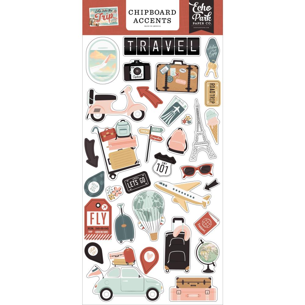 Echo Park Let's Take The Trip - Chipboard Accents