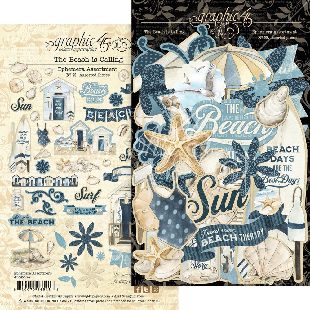Graphic 45 The Beach Is Calling - Ephemera Die Cut Assortment