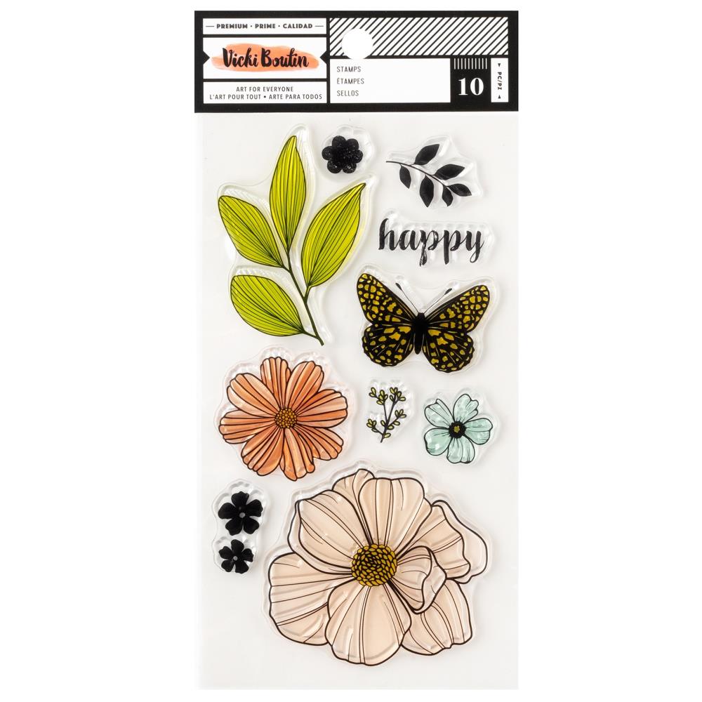 American Crafts Vicki Boutin Mixed Media - Clear Stamps Floral