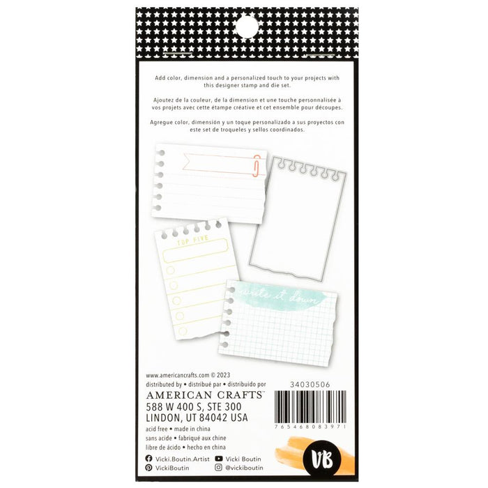 American Crafts Vicki Boutin Mixed Media - Stamp & Die Set Notepad