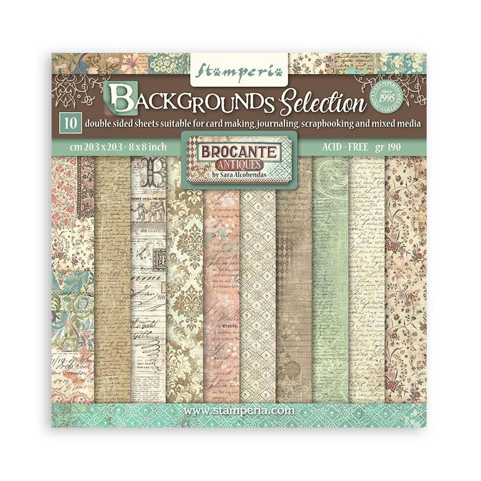 Stamperia Brocante Antiques - 8x8 Backgrounds Paper Pack