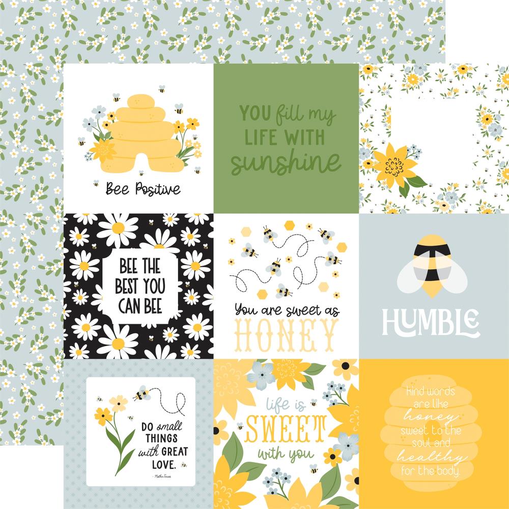 Echo Park Happy As Can Bee - 4x4 Journaling Cards