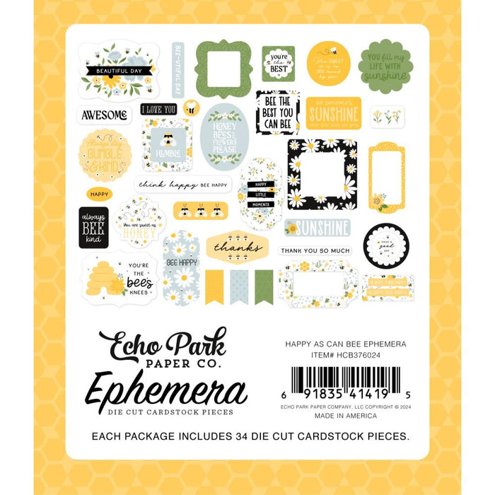 Echo Park Happy As Can Bee - Ephemera Icons