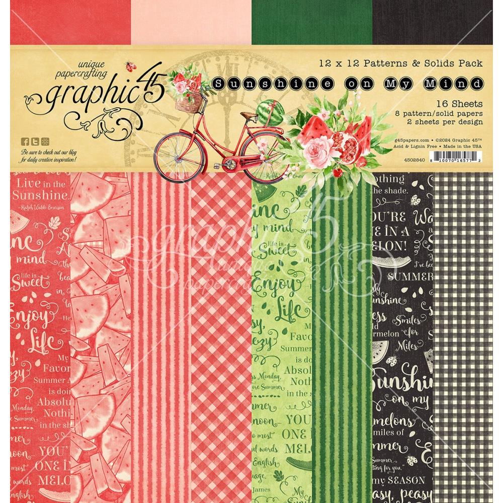 Graphic 45 Sunshine On My Mind - 12x12 Patterns & Solids