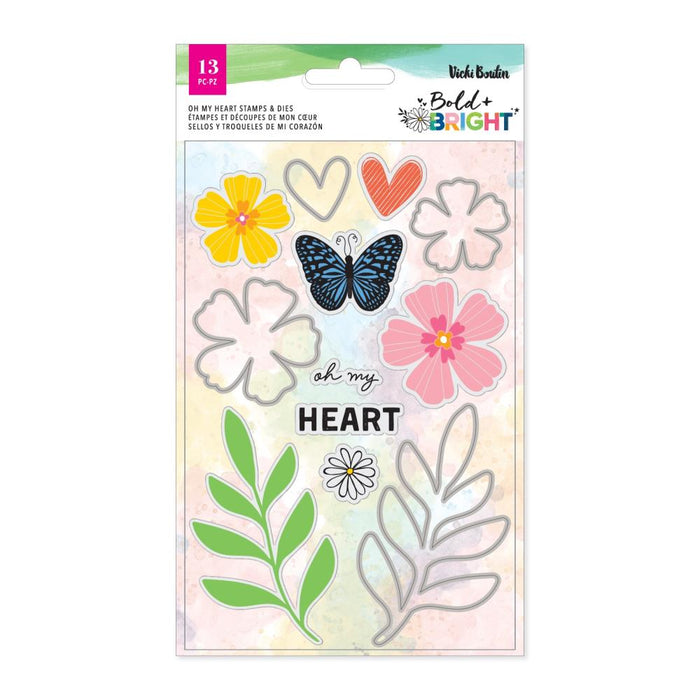 American Crafts Vicki Boutin Bold + Bright - Clear Stamps and Die Set