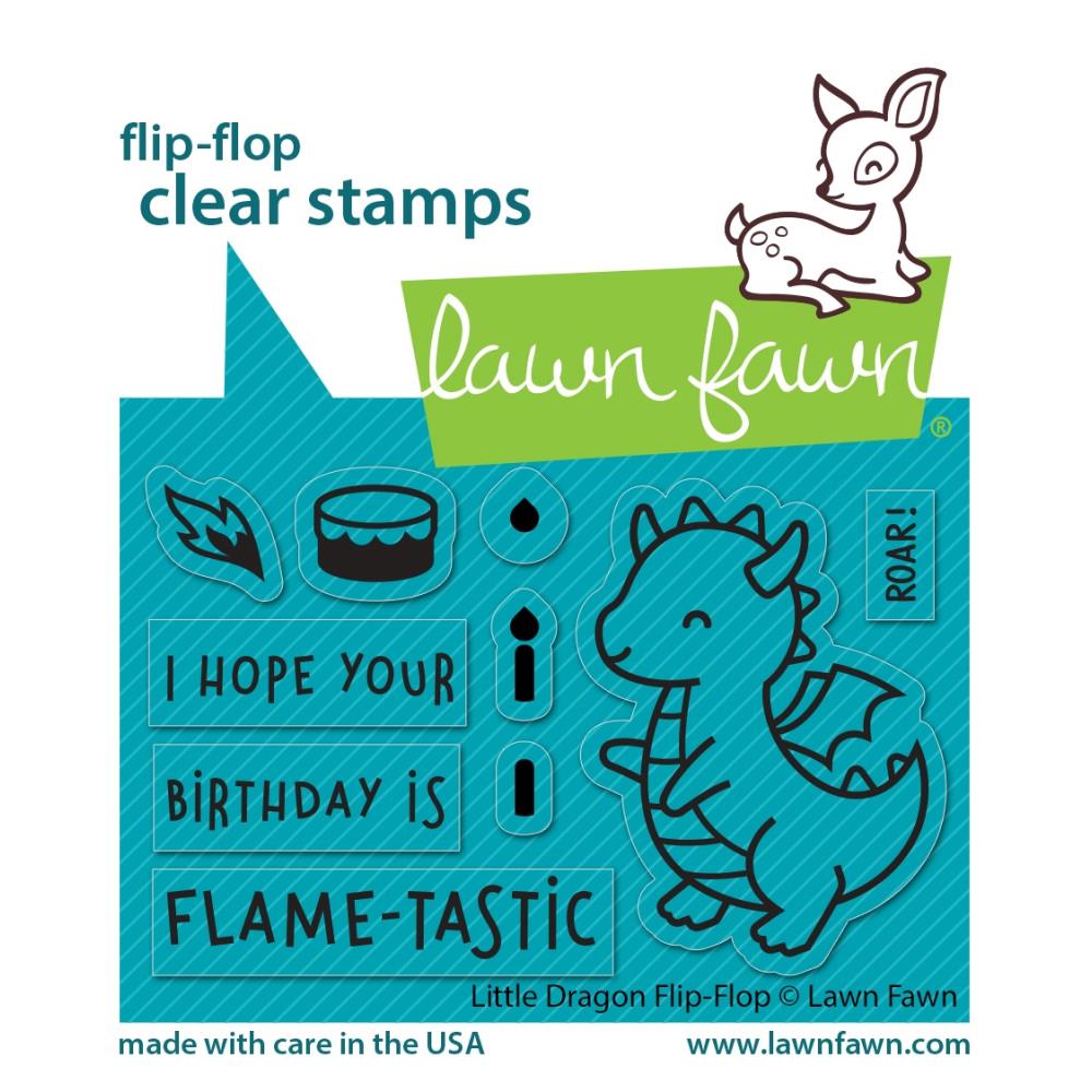 Lawn Fawn Clear Stamps - Little Dragon Flip Flop