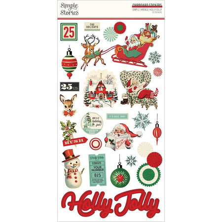 Simple Stories Simple Vintage Holly Jolly - Chipboard Stickers