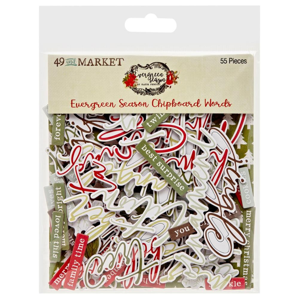 49 & Market Evergreen Season - Chipboard Words