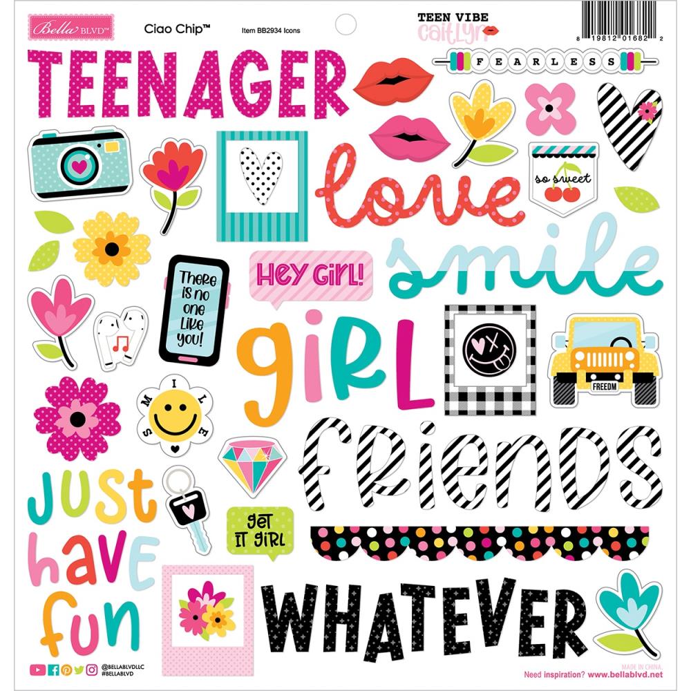 Bella Blvd Teen Vibe Caitlyn - Ciao Chip Chipboard Stickers