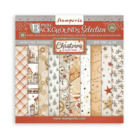 Stamperia Gear Up For Christmas - 12x12 Maxi Backgrounds Paper Pack