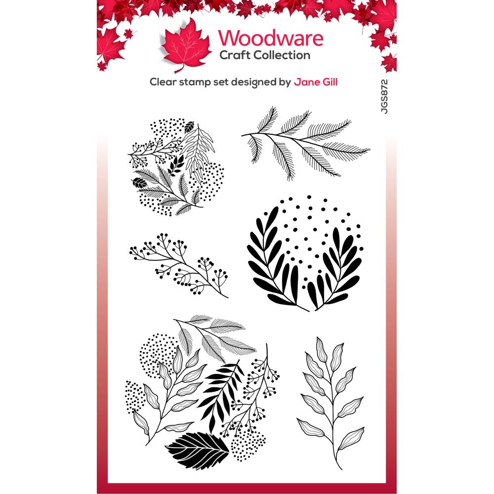 Woodware Clear Stamps - Paintable Baubles Leafy Fillers