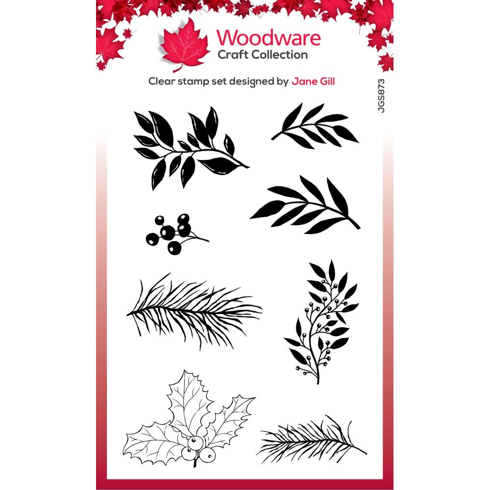 Woodware Clear Stamps - Paintable Shapes Leafy Sprigs