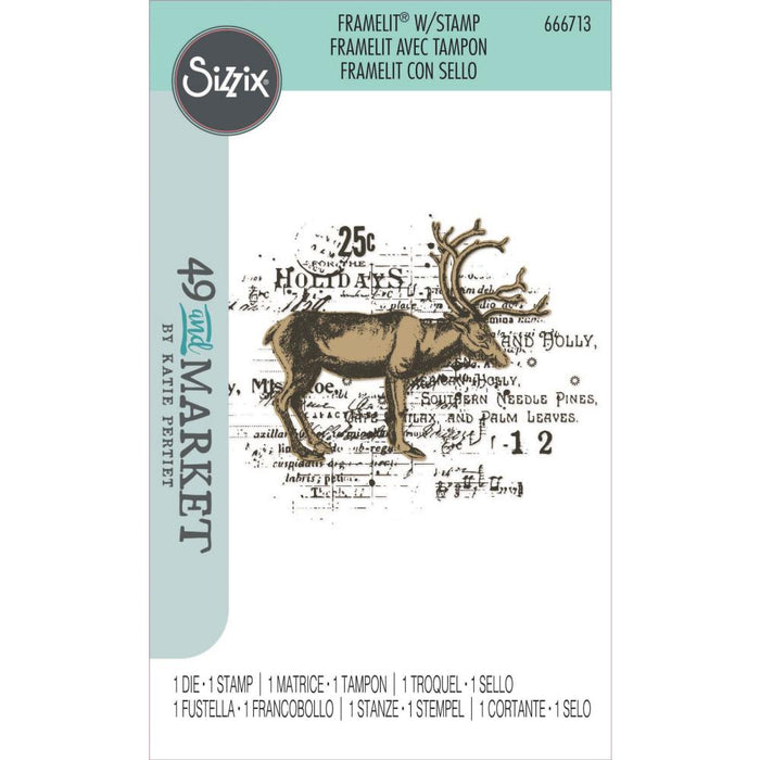 Sizzix Framelits Die with Stamps - Reindeer Mix Cluster by 49 & Market