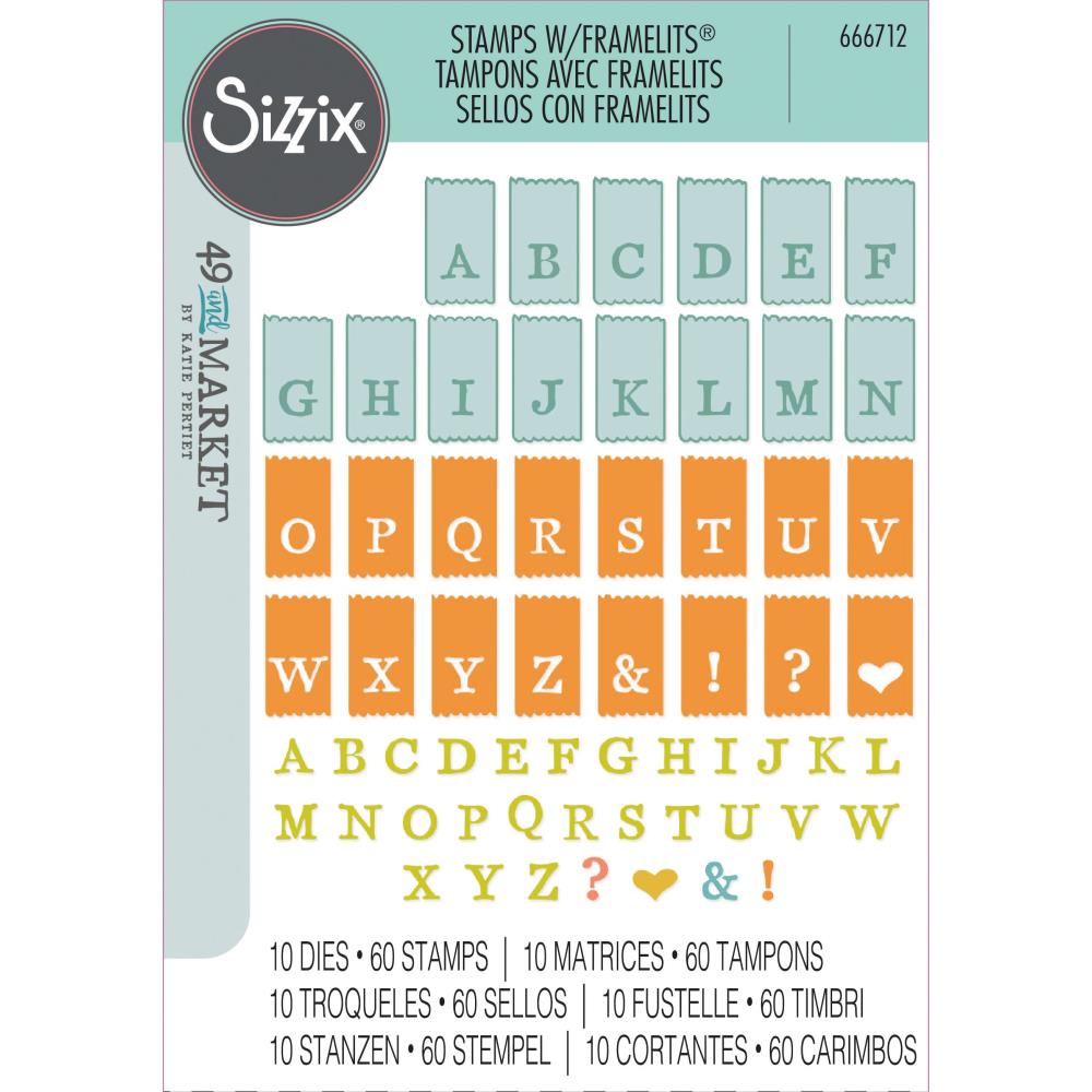 Sizzix Framelits Die with Stamps - Tab Stamp Alpha by 49 & Market