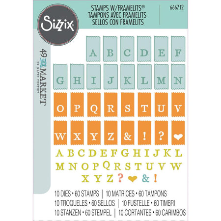 Sizzix Framelits Die with Stamps - Tab Stamp Alpha by 49 & Market