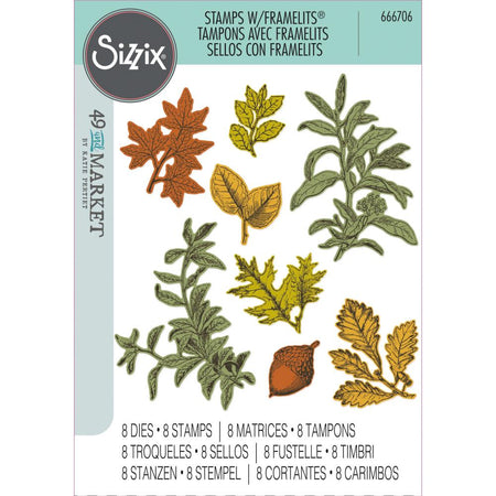 Sizzix Framelits Die with Stamps - Forever Leaves by 49 & Market