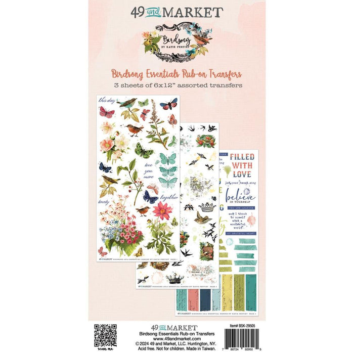 49 & Market Birdsong - Essentials Rub On Transfer Sheet