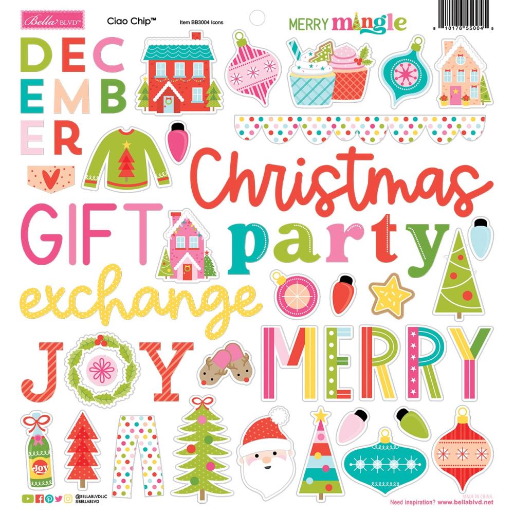 Bella Blvd Merry Mingle - Ciao Chip Chipboard Stickers