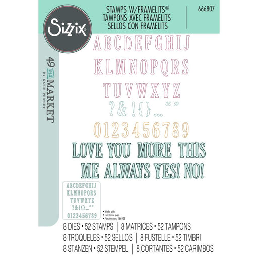 Sizzix Framelits Dies With Stamps - 49 & Market Fine Line Alpha 01