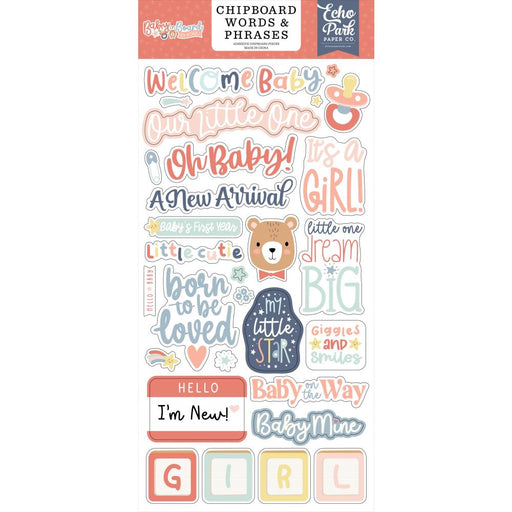 Echo Park Baby On Board Girl - Chipboard Words & Phrases