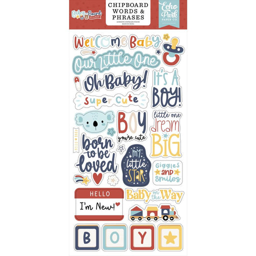 Echo Park Baby On Board Boy - Chipboard Words & Phrases