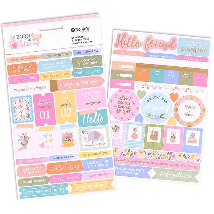 Rosie's Studio Born To Bloom - Cardstock Sticker Pack