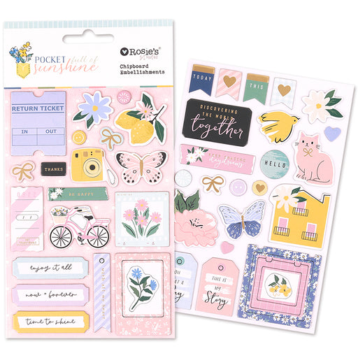 Rosie's Studio Pocket Full Of Sunshine - Chipboard Embellishments