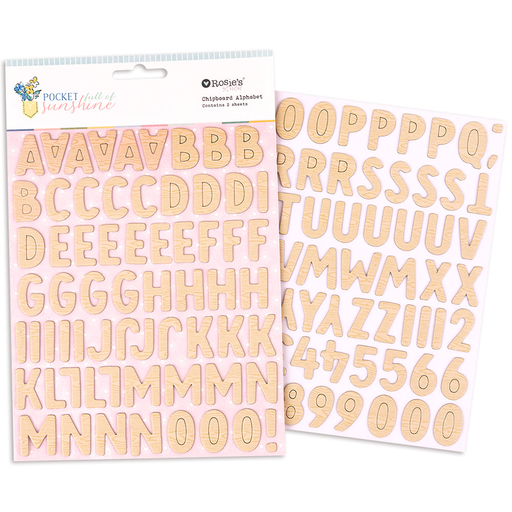 Rosie's Studio Pocket Full Of Sunshine - Chipboard Alphabet 2 Sheets