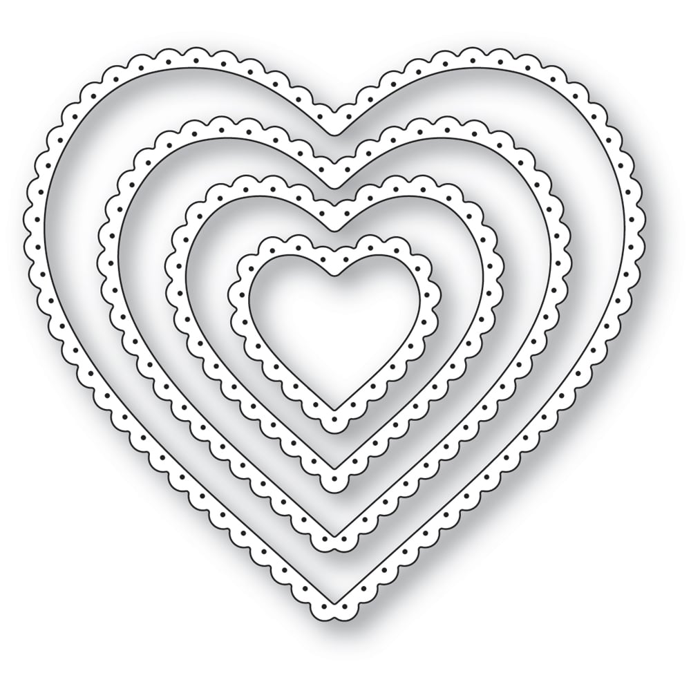 Poppystamps Die - Scallop Pinpoint Hearts