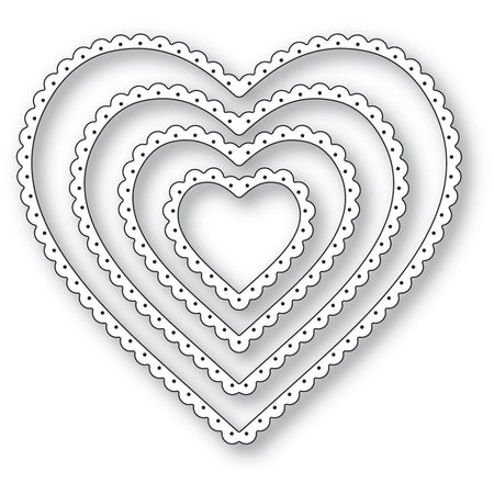 Poppystamps Die - Scallop Pinpoint Hearts