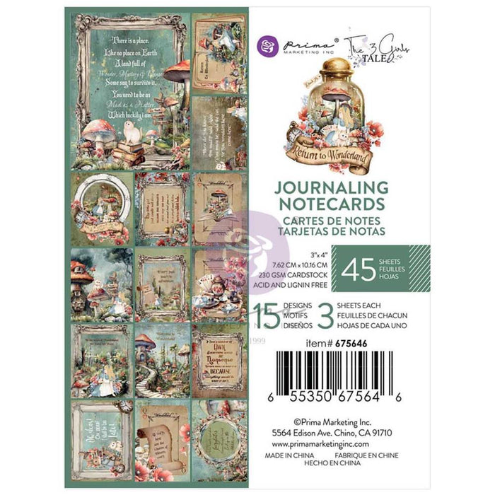 Prima Return To Wonderland  - 3x4 Journaling Notecards