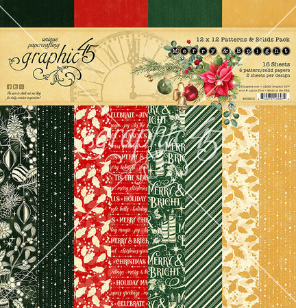 Graphic 45 Merry & Bright - 12x12 Patterns & Solids