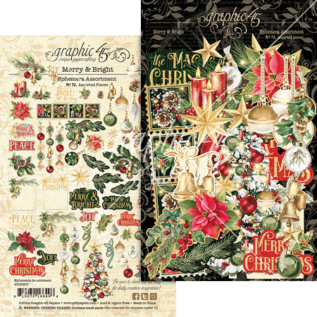 Graphic 45 Merry & Bright - Ephemera Assortment