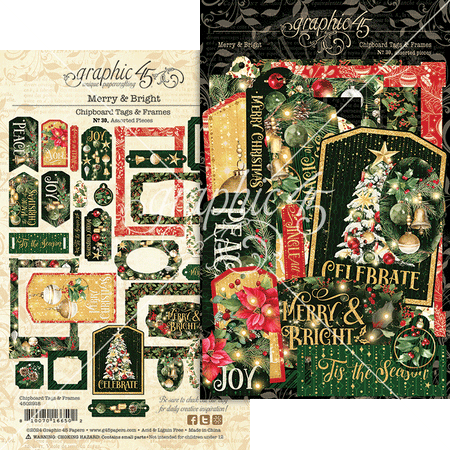 Graphic 45 Merry & Bright - Chipboard Tags & Frames