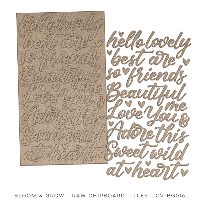 Cocoa Vanilla Studio Bloom & Grow - Raw Chipboard Titles