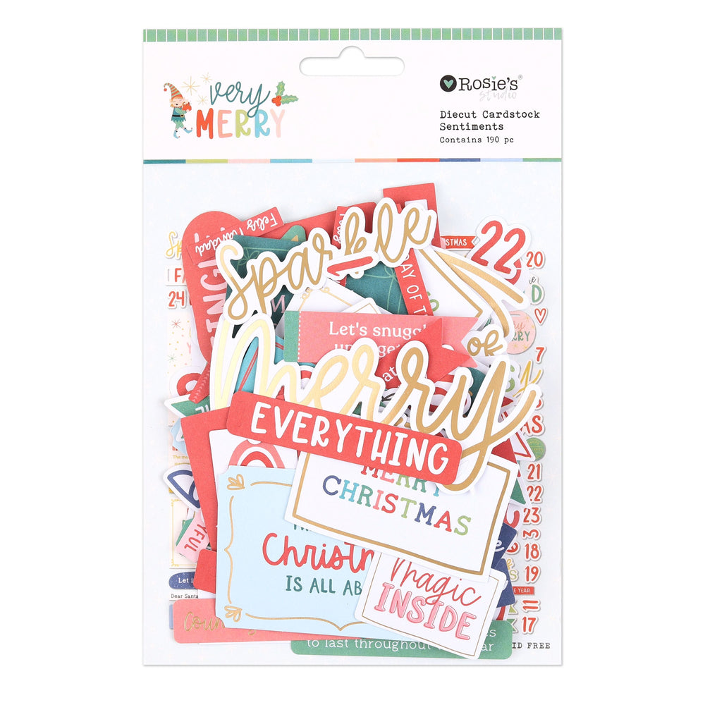 Rosie's Studio Very Merry - Diecut Sentiments Ephemera