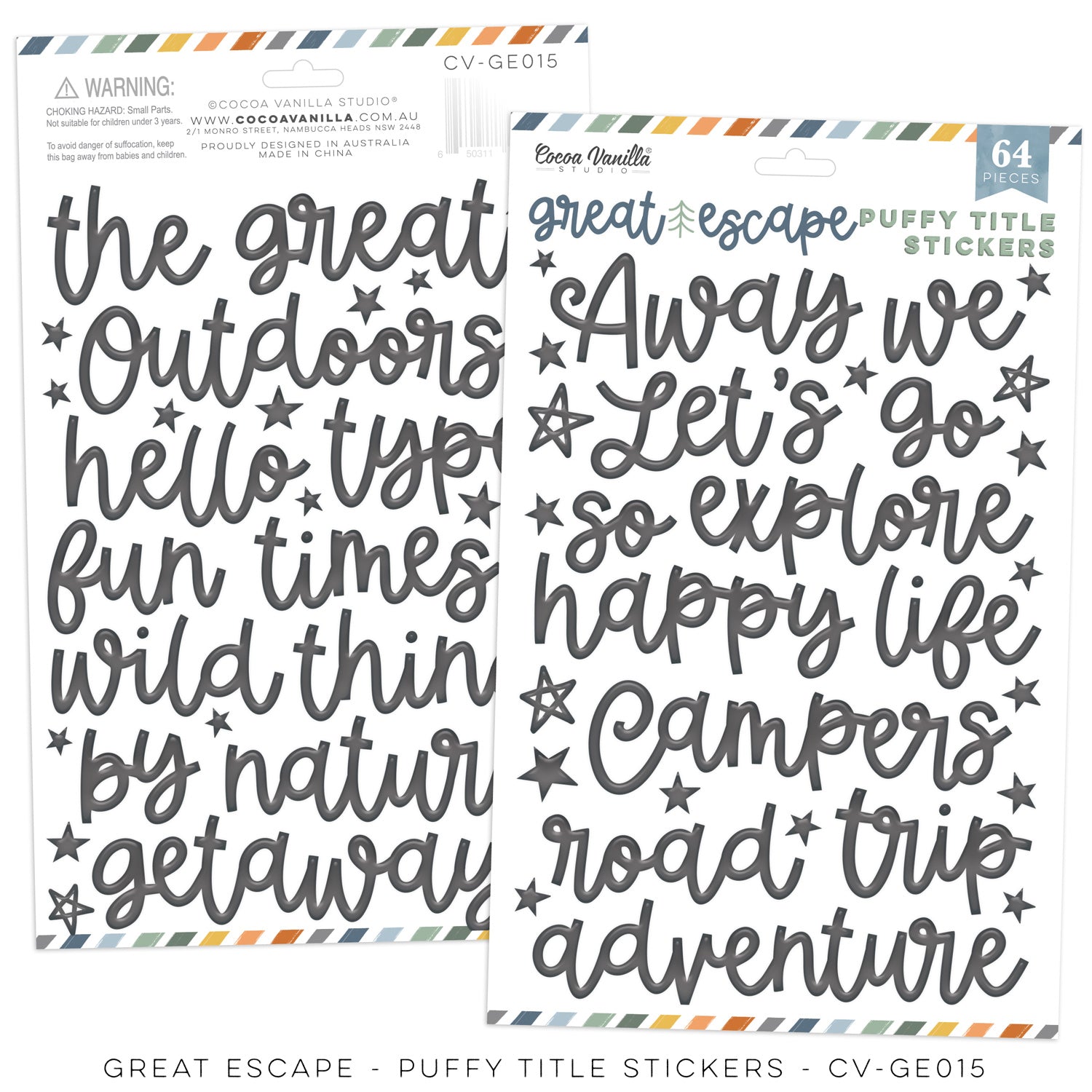 Cocoa Vanilla Studio Great Escape - Puffy Title Stickers