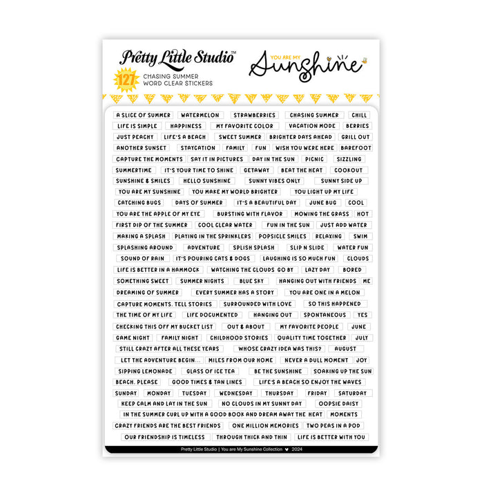 Pretty Little Studio You Are My Sunshine - Chasing Summer Word Clear Stickers