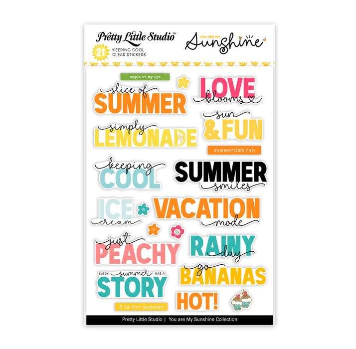 Pretty Little Studio You Are My Sunshine - Keeping Cool Clear Stickers