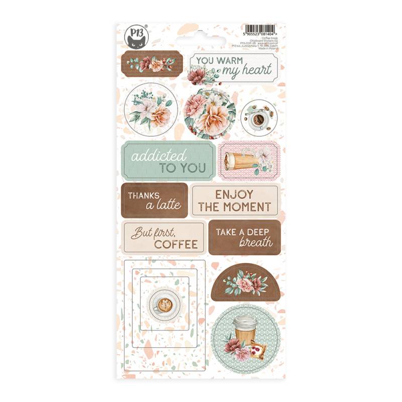 P13 Coffee Break - Chipboard Sticker Sheet #2