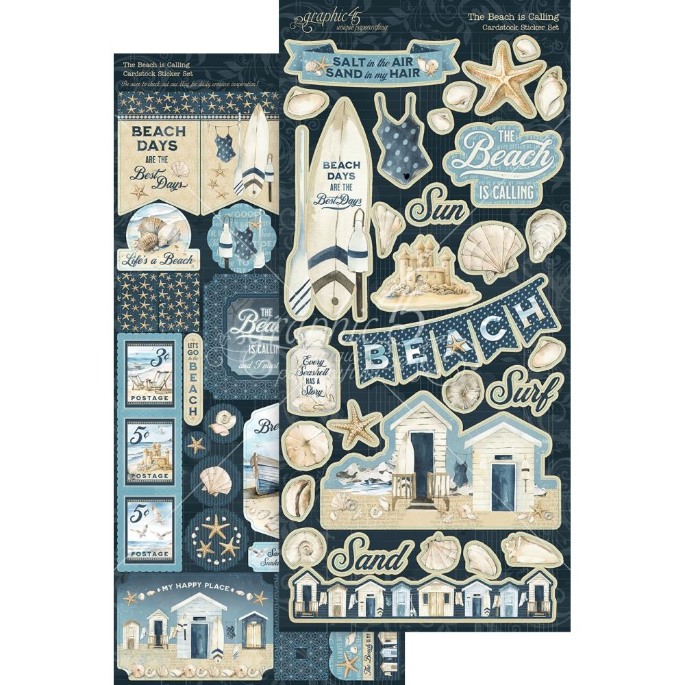 Graphic 45 The Beach is Calling - Cardstock Stickers